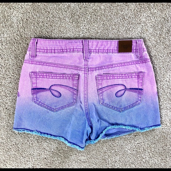 🔥Bundle🔥 Justice 2-piece Ombre Jean Shorts & matching shirt purple 12 Slim - Picture 3 of 6